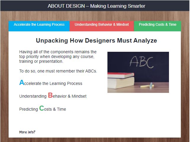 An instructional design model is abc